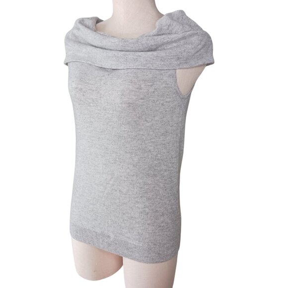 Saks Fifth Avenue Off The Shoulder Cashmere Wool Blend Knit Sweater Gray Sz Sm - Picture 5 of 11